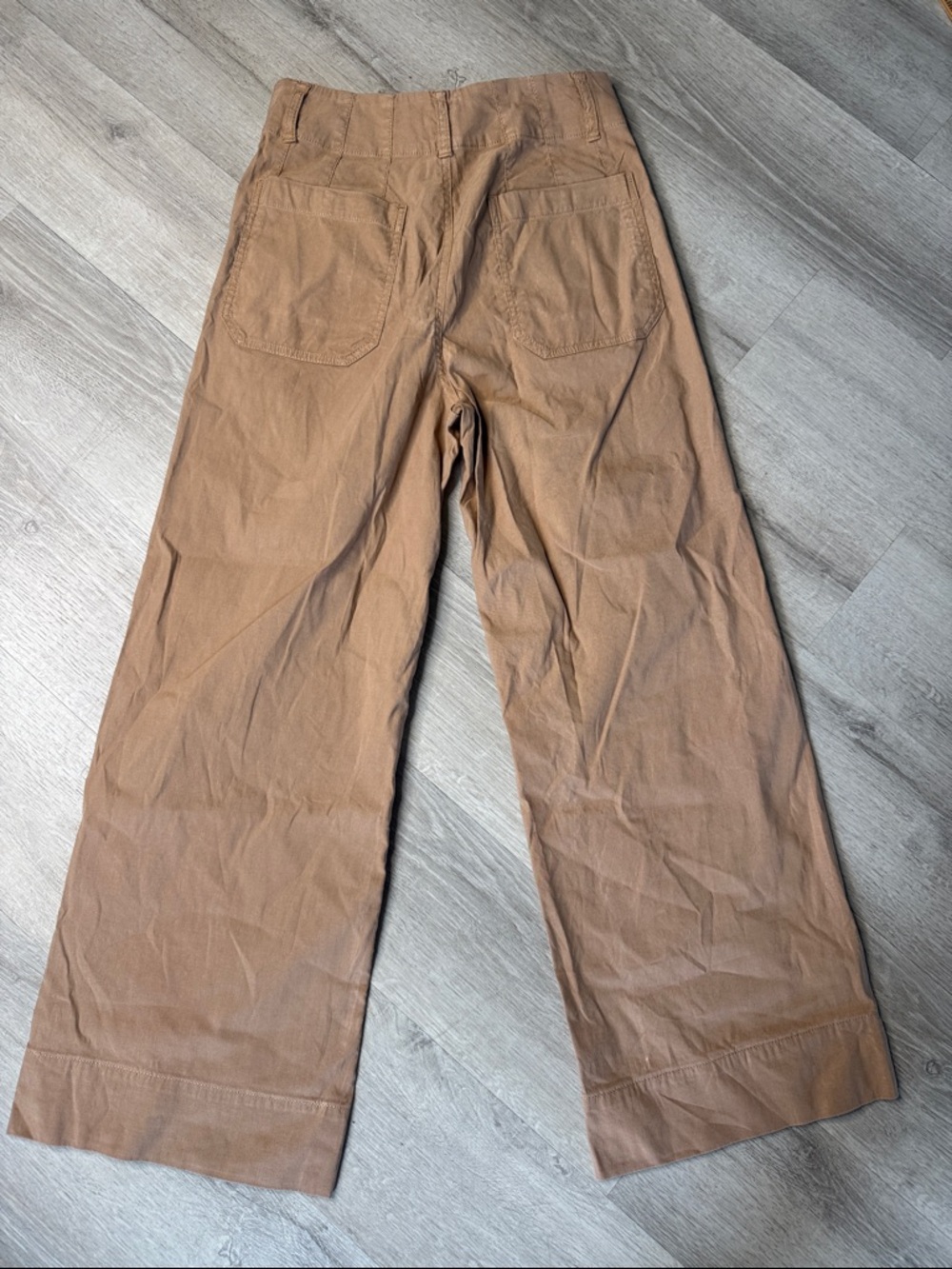 Maeve The Colette Wide-Leg Tan Pants Size 27 Viscose-Linen Blend - Picture 5 of 11
